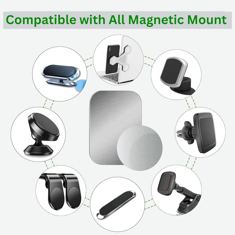 ENTRONZ Metal Plates for Magnet Car Mount Mobile Phone Holders and Other Magnet Mount Holders (Silver) (6 Ractangle) - Image 4