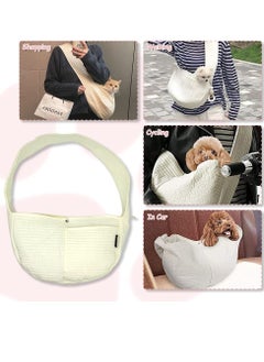 SYOSI Dog Carrier Backpack Small Dog Carrier Sling Cat Sling Adjustable Strap Hand Free Pet Puppy Safe and Breathable for Outdoor Traveling Subway Maximum Load Capacity 5lbs White Canvas  - Image 4