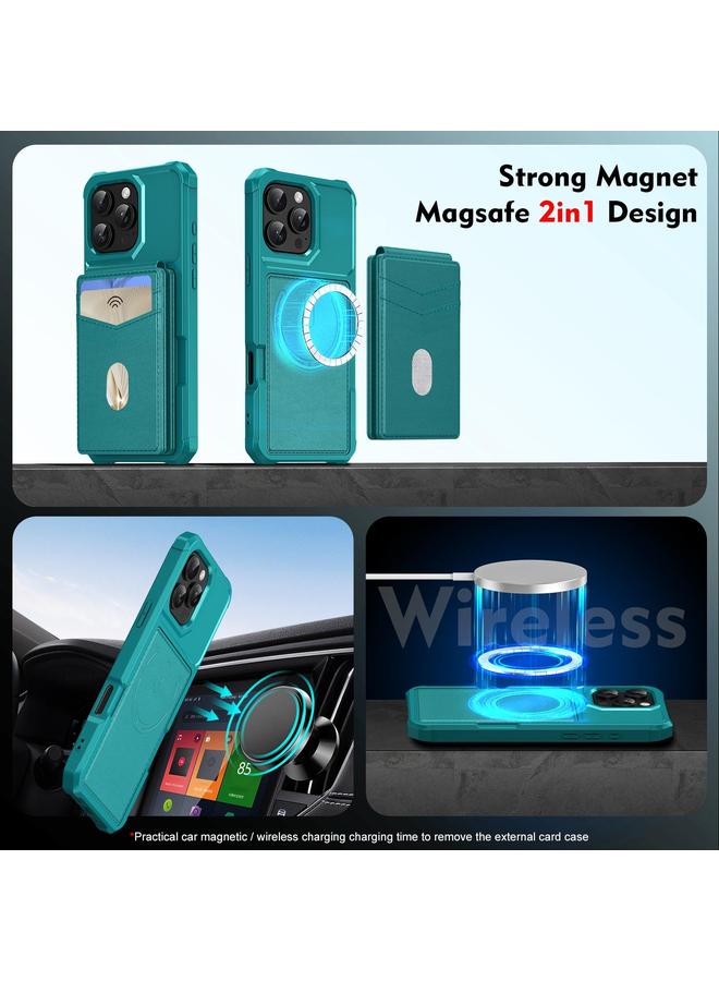 S-TOP Case For iPhone 15 Pro 2-in-1 Magnetic Wallet MagSafe Leather Back Phone Case - Image 5