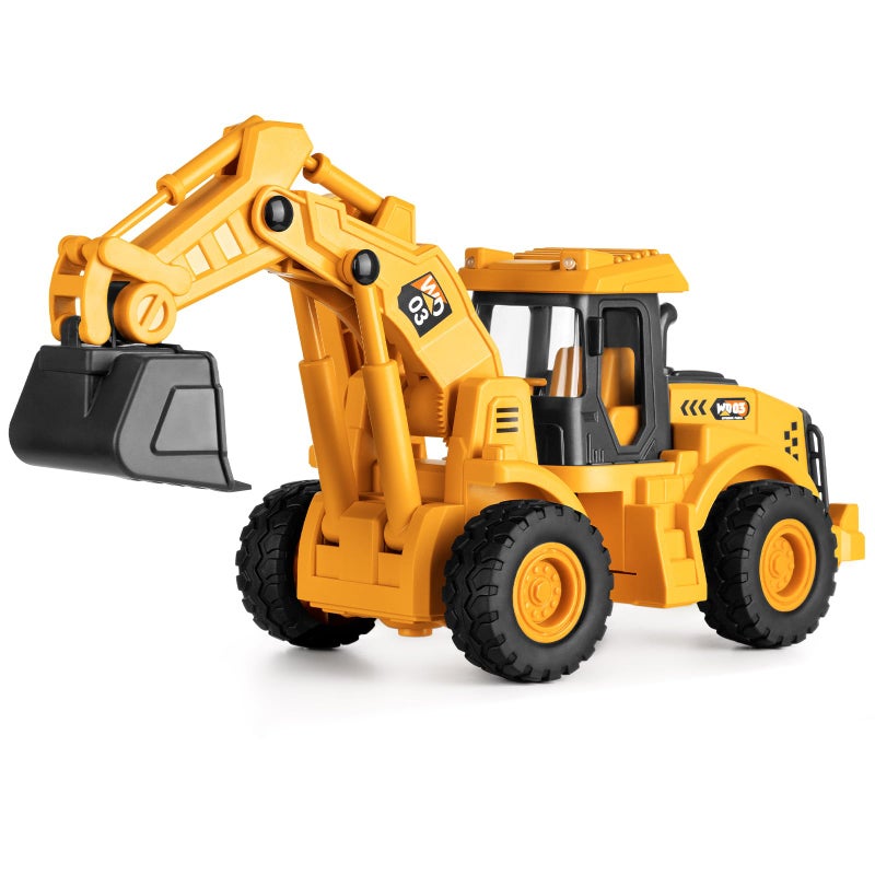 YySiRui 11 Excavator Toy 1 18 Scale Rolling Wheels InertiaPowered HeavyDuty Plastic with Lights Rumbling Action Working Boom Bucket IndoorOutdoor Sandbox Vehicle for Ages3 Easter Gifts - Image 2