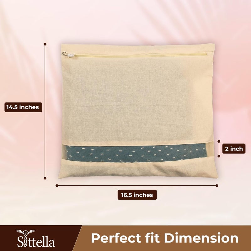 SITTELLA Pack Of 5 Cotton Saree Clothes BagsCoversPoches For Storage With Zip Closure 16 X 14 Inches Beige - Image 3