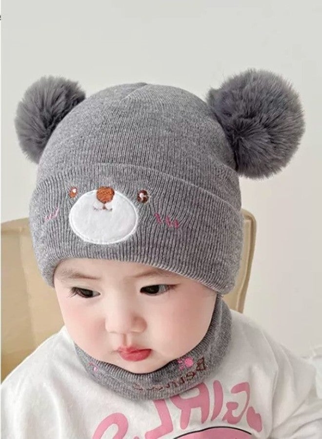 REFFER Kids Winter caps Unisex Beanie Neck Warmer Set fit for 3 Months - 4 Years Old Toddler Kids Winter Caps for Kids Boy's and Girl's Free Size (Grey) - Image 3