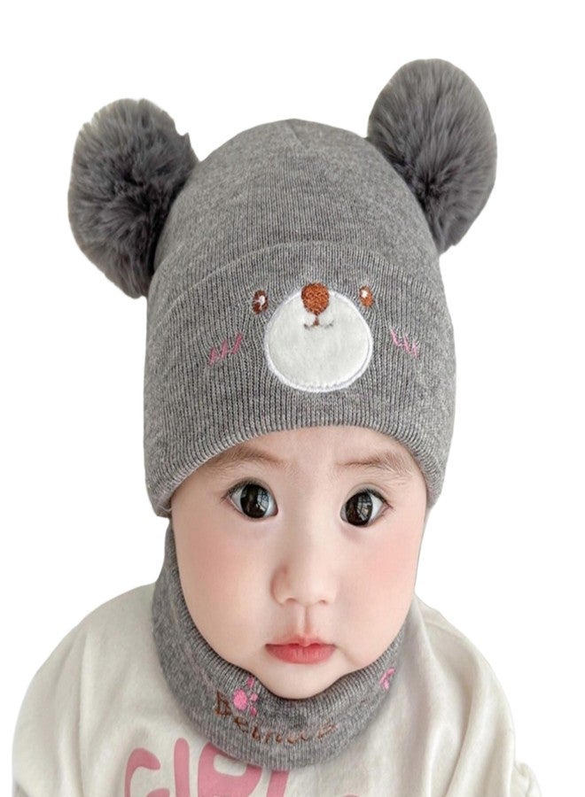REFFER Kids Winter caps Unisex Beanie Neck Warmer Set fit for 3 Months - 4 Years Old Toddler Kids Winter Caps for Kids Boy's and Girl's Free Size (Grey) - Image 1