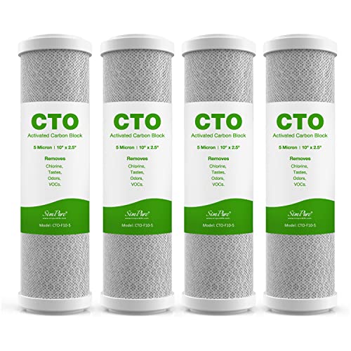 SimPure 5 Micron 10" x 2.5" Whole House Carbon Sediment Water Filter Cartridge Replacement for Home Under-Sink & Countertop Filtration System - Image 1