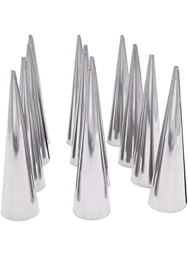 S-TOP 12Pcs Large Size Stainless Steel Pastry Cream Horn Moulds Conical Tube Cone Pastry Roll Horn Mould Baking Mold Tool - Image 1