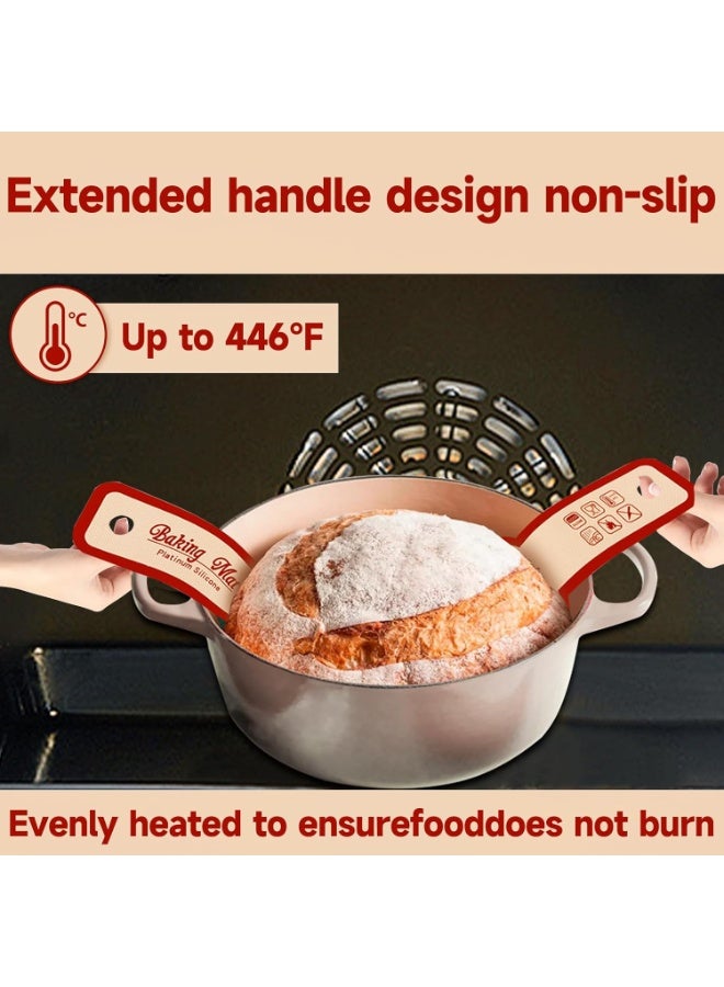 PTTIMFFM 2 Pack Silicone Bread Sling for Dutch Oven, Non-Stick Reusable Baking Mat with Long Handles, Heat Resistant Dough Lifter for Easy Bread Transfer & Cleaning - Image 3