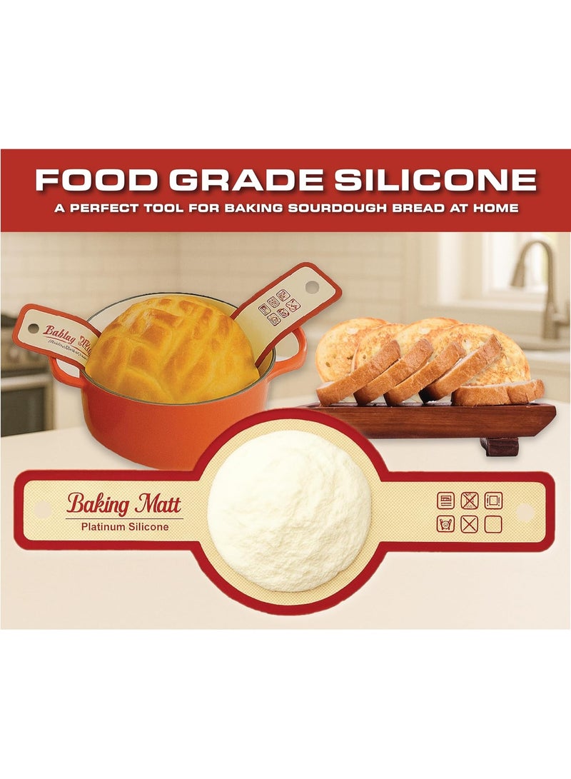 PTTIMFFM 2 Pack Silicone Bread Sling for Dutch Oven, Non-Stick Reusable Baking Mat with Long Handles, Heat Resistant Dough Lifter for Easy Bread Transfer & Cleaning - Image 4