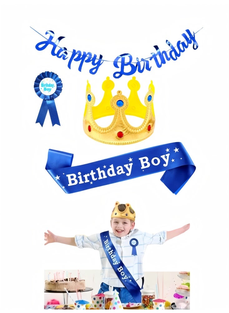 طقم إكسسوارات حفلات عيد الميلاد الملكي المكون من 4 قطع، وشاح ودبابيس أزرار لحفلات أعياد الميلاد للأولاد، ملابس تنكرية لحفلات أعياد الميلاد - Image 1