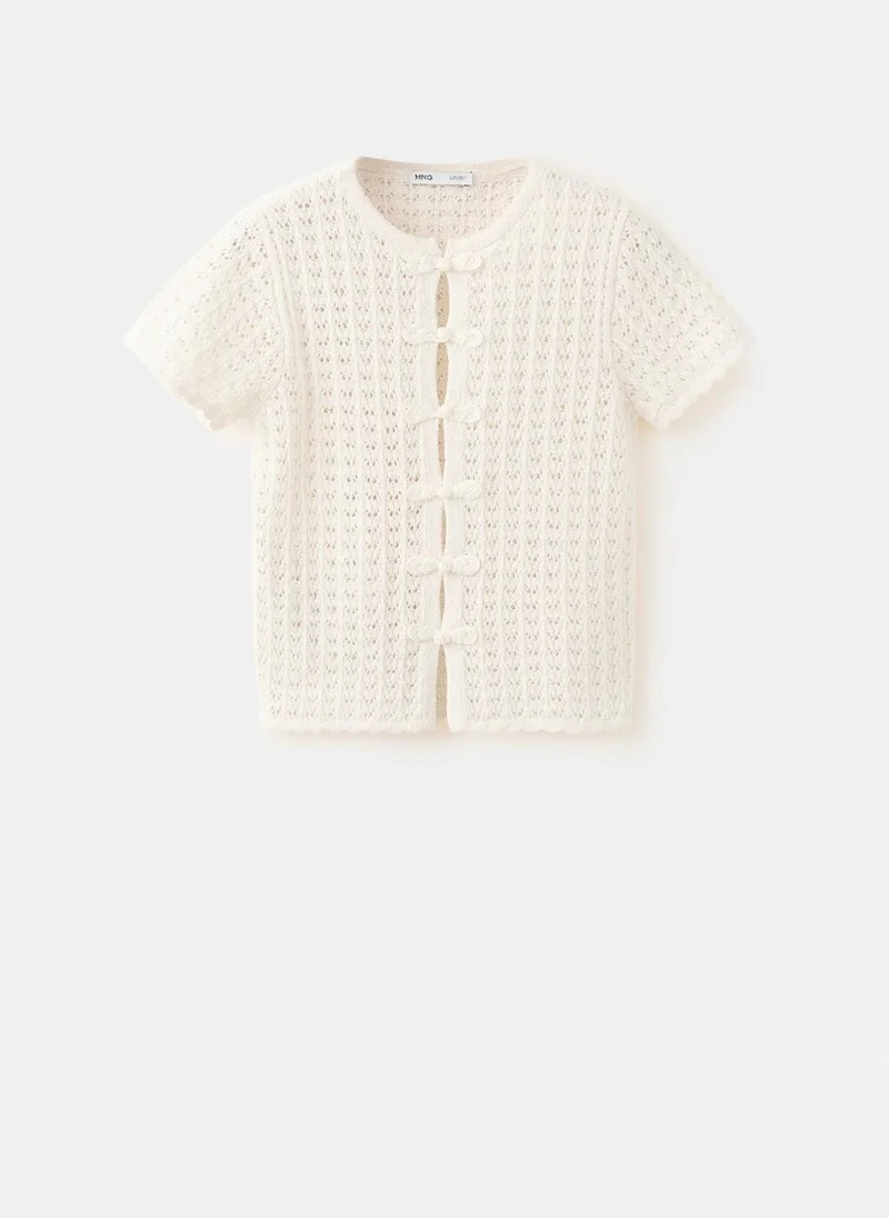 Mango 05-CRUDO Open-Knit Toggle Cardigan for Women | Best Price UAE