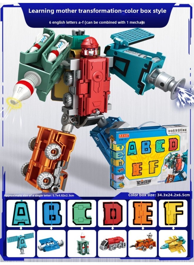 Large Digital Machine Deformation Children Autobots Alphabet Fit King Kong Assembled Boys Educational Toys-Color:Star Change Ares-Letter (A-F)6 Transformable Fit Set - Image 1