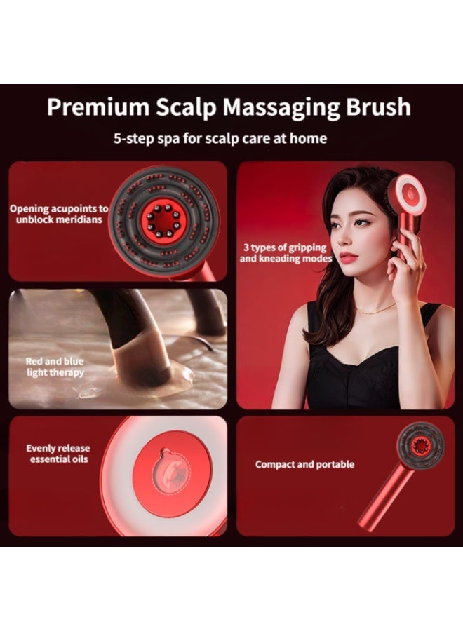 مدلك كهربائي لفروة الرأس لتحفيز نمو الشعر - مدلك رأس محمول قابل لإعادة الشحن، مقاوم للماء، مزود بأداة لوضع الزيت، لتخفيف التوتر، ذهبي اللون - Image 4