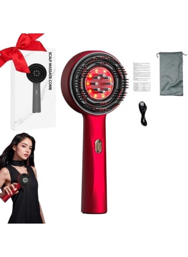 مدلك كهربائي لفروة الرأس لتحفيز نمو الشعر - مدلك رأس محمول قابل لإعادة الشحن، مقاوم للماء، مزود بأداة لوضع الزيت، لتخفيف التوتر، ذهبي اللون - Image 1