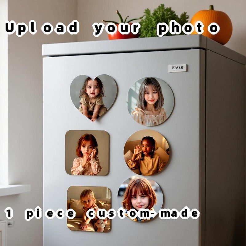 1 Customizable Round Photo Refrigerator Magnet For Family Friends Kitchen Office Bedroom Decoration Christmas Easter Thanksgiving Mother Day Graduation Gift Ideas - Image 1