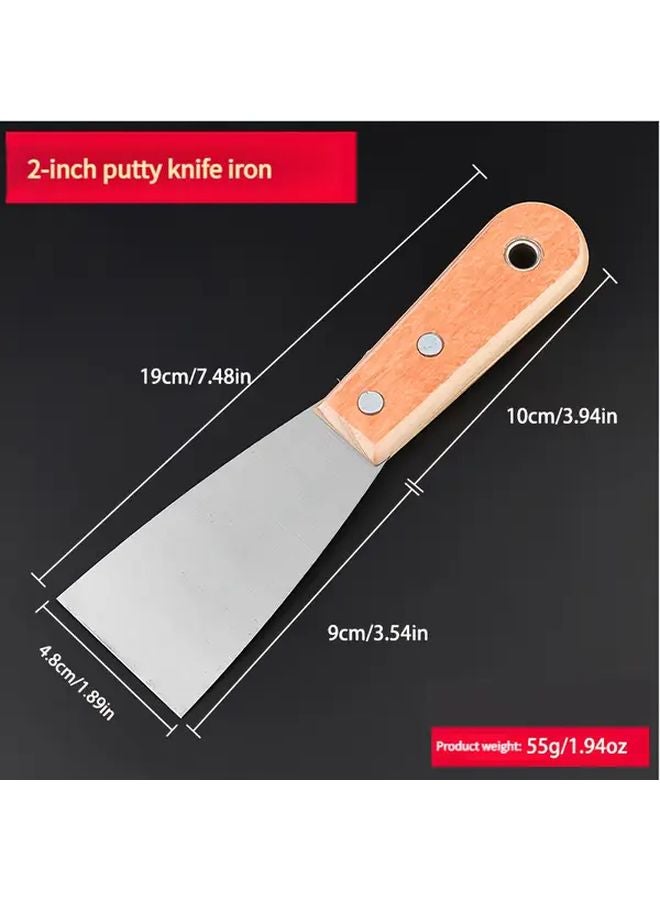 2 Inch Yellow Putty Knife with Thickened Steel Blade and Wooden Handle for Spreading Smoothing Scraping - Image 1