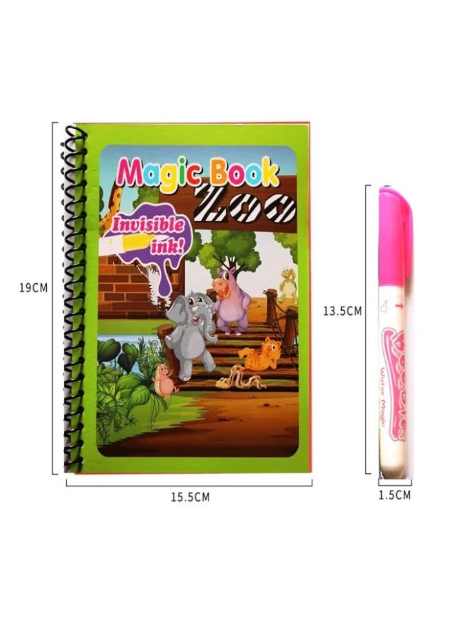 كتاب تلوين مائي سحري للأطفال – تلوين بدون فوضى مع قلم مائي قابل لإعادة الاستخدام – ينمي الإبداع والتركيز – صفحات قابلة لإعادة التلوين - Image 1