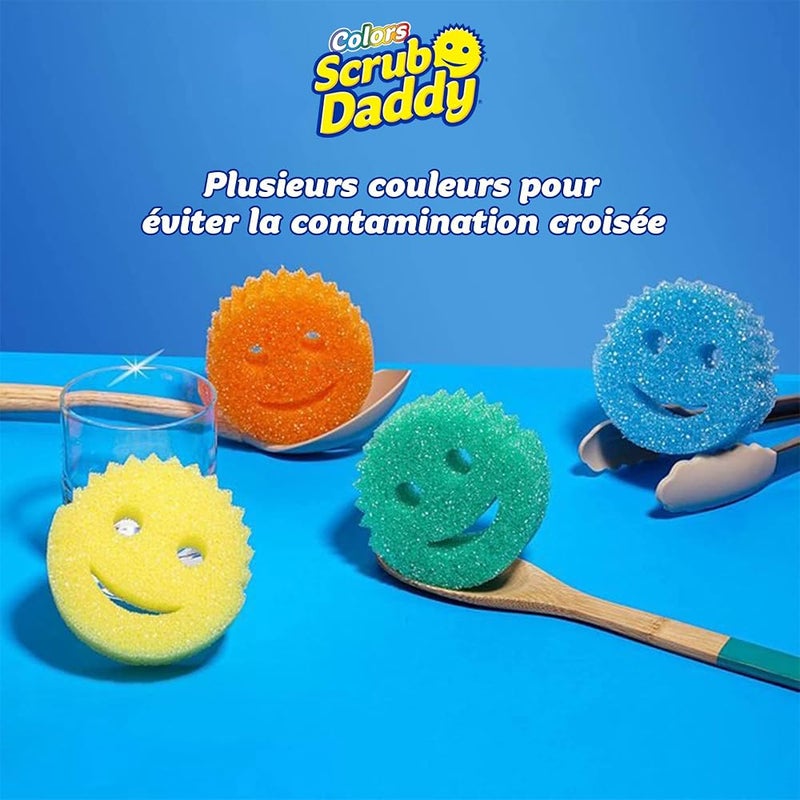 Scrub Daddy Colors - Color Code Cleaning, FlexTexture, Soft in Warm Water, Firm in Cold, Deep Cleaning, Dishwasher Safe, Multi-use, Scratch Free, Odor Resistant, Functional, Ergonomic, 4ct Roll - Image 1
