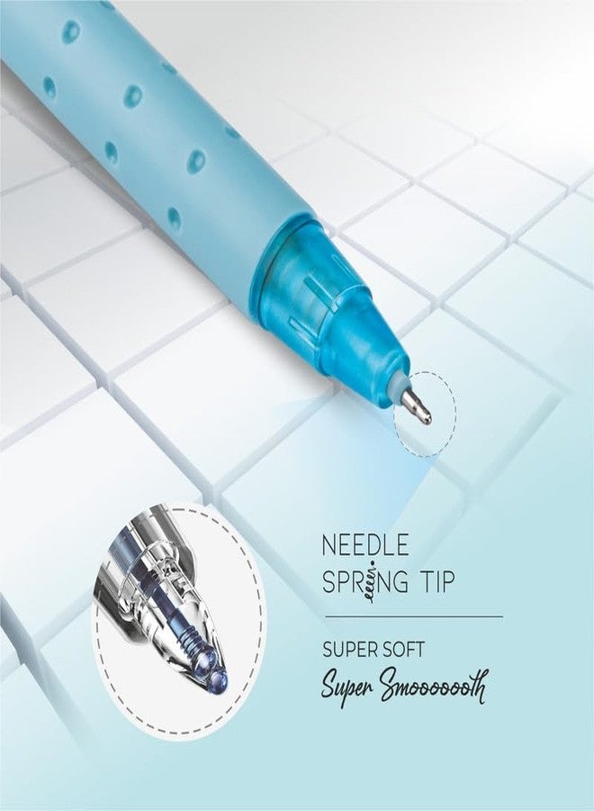 Hauser XO Click Retractable Gel Pen | Needle Spring Tip for Super Soft & Smooth Writing Experience | Grooved Grip for Comfortable Writing | Blue Ink, Pack Of 10 - Image 3