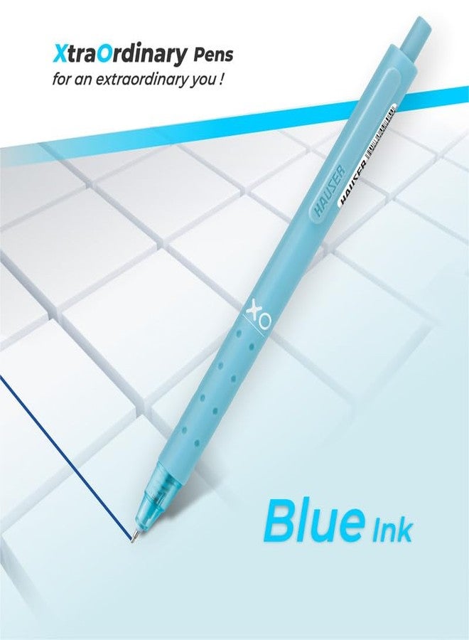 Hauser XO Click Retractable Gel Pen | Needle Spring Tip for Super Soft & Smooth Writing Experience | Grooved Grip for Comfortable Writing | Blue Ink, Pack Of 10 - Image 5
