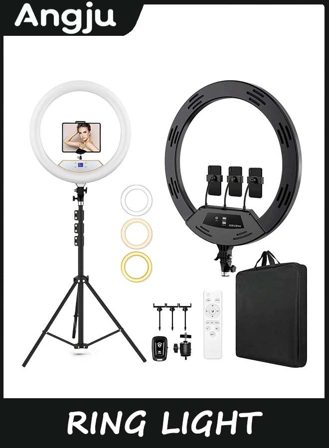 انججو 56cm / 22in خاتم ضوء مع 79in / 200cm ثلاثية الوقوف ، شاشة LED / 2 موانئ USB / 6500K ضوء خاتم قابل للتخفيف لحامل الهاتف iPad للشمش ماكياج حي تسجيل الفيديو التصوير الفوتوغرافي - Image 1