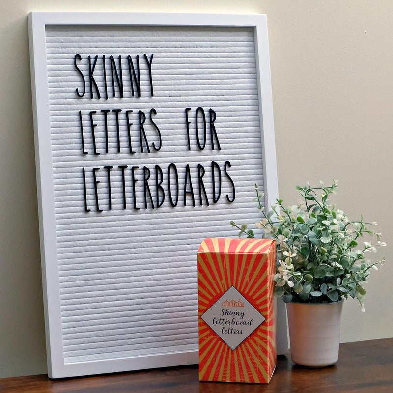 MAINEVENT Skinny Letterboard Letters Only Set NO BOARD INCLUDED with Rae Inspired Font Perfect Farmhouse Decor Accessory for Changeable Felt Letter Boards, 2 Inch Black Letters Numbers Symbols Only - Image 1