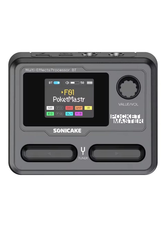 SONICAKE Pocket Master Mini Guitar Bass Amp 100+ Multi-Effects Pedal APP Control 1.77" LCD color screen Built-in battery QME-10 - Image 1