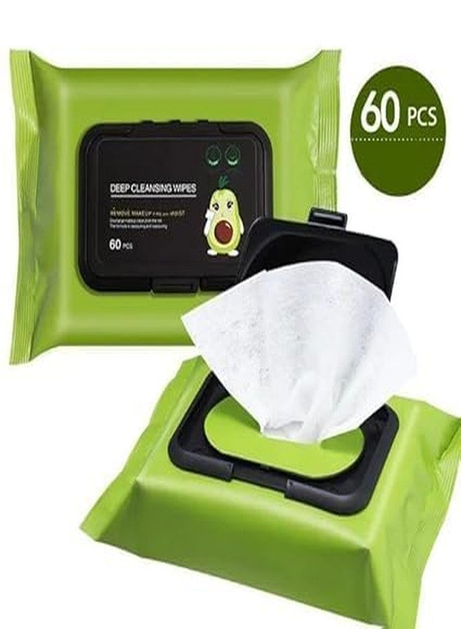 CHAMELI Deep Cleaning Makeup Remover Wipes Cleansing Face Wipes Daily Cleansing Facial Avocado Lazy Face Cleanser Makeup Remover (1 Pack -60 Pcs Wipes) - Image 2