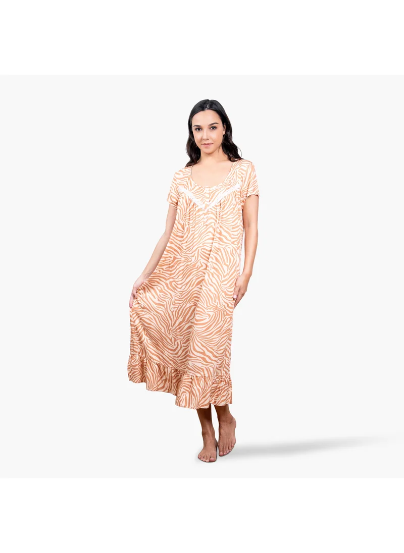 Aadaraya Animal Print Night Gown