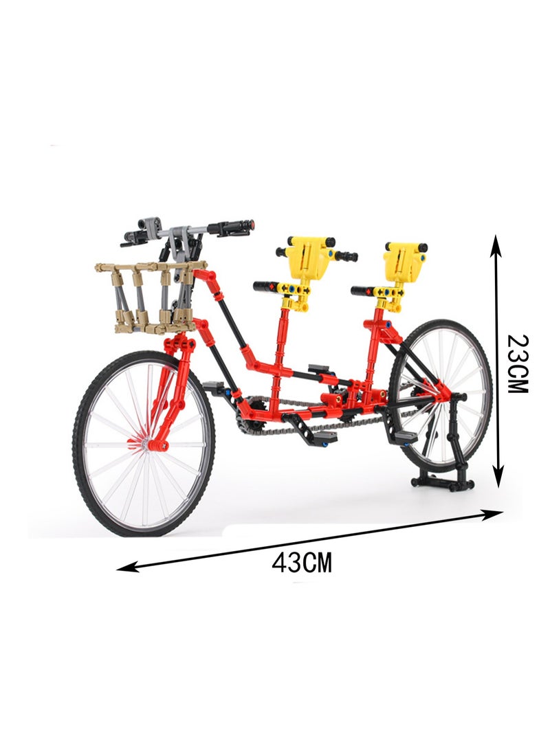 379pcs Double Bicycle Model Set Building Blocks Creative Diy Simulation Collection Building Assembling Toys Children'S Gift Home Decorations  - Image 2