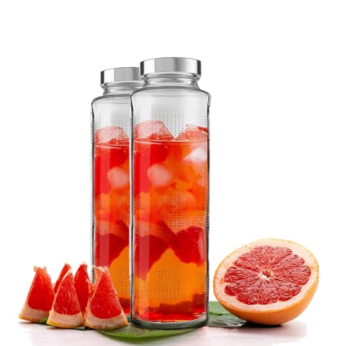 Rokzo Wide Mouth Glass Water Bottle with Leak-Proof Airtight Stainless Steel Lid for Water, Juices With Small Cap - 750ml (Set Of 5) - Image 5