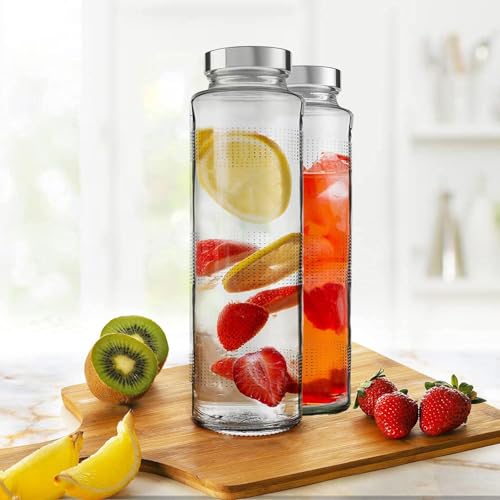 Rokzo Wide Mouth Glass Water Bottle with Leak-Proof Airtight Stainless Steel Lid for Water, Juices With Small Cap - 750ml (Set Of 5) - Image 3