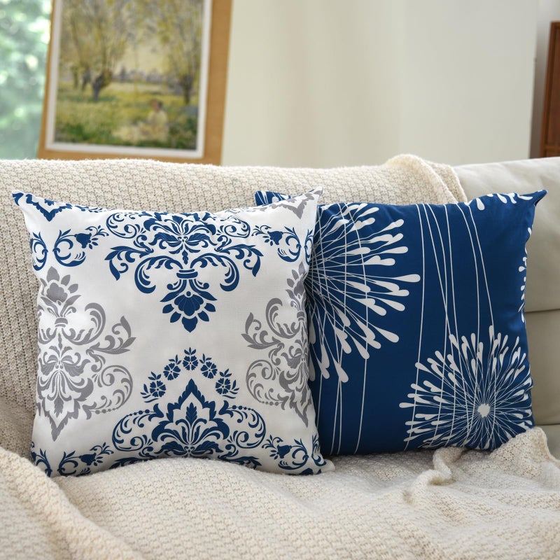 Coliuso Decorative Throw Pillow Covers 16x16 Set of 4, Blue Modern Simple Square Pillow Case Cushion Cover for Sofa Couch Farmhouse Living Room (Blue, 16"x16") - Image 3