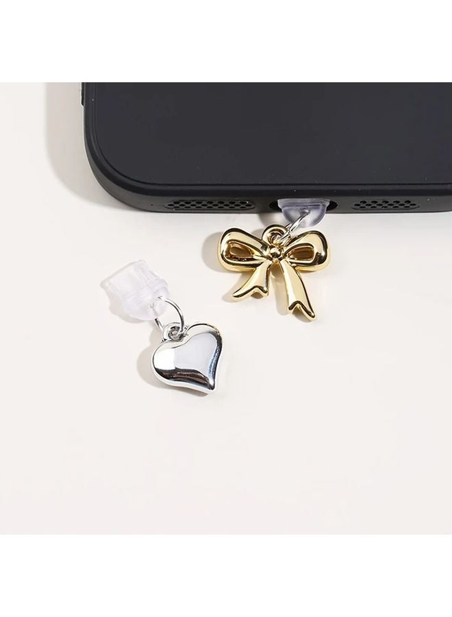 Silvery Heart Lightning Port Dust Plug Anti Dust Pendant For Iphone Charging Data Port - Image 5