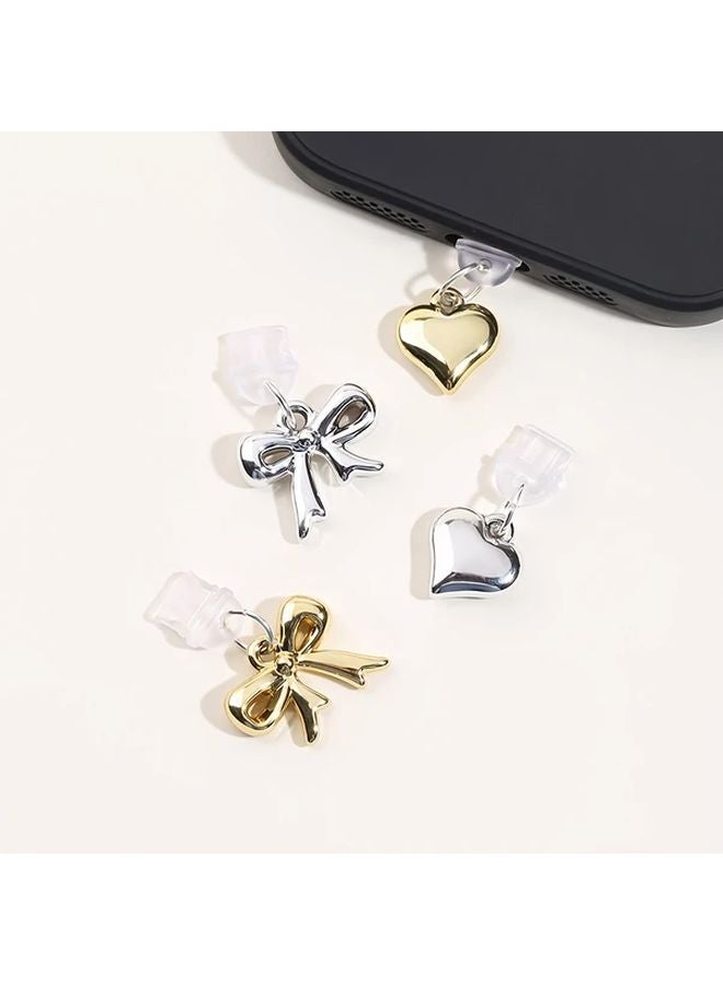Silvery Heart Lightning Port Dust Plug Anti Dust Pendant For Iphone Charging Data Port - Image 2
