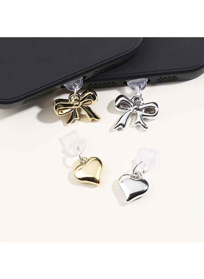 Silvery Heart Lightning Port Dust Plug Anti Dust Pendant For Iphone Charging Data Port - Image 4