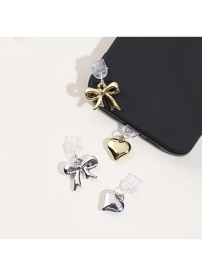 Silvery Heart Lightning Port Dust Plug Anti Dust Pendant For Iphone Charging Data Port - Image 3