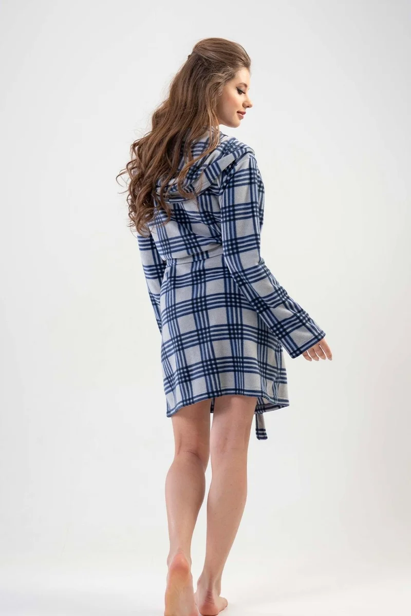 فينيتا 201020-0282 Women's Short Gray Fleece Dressing Gown