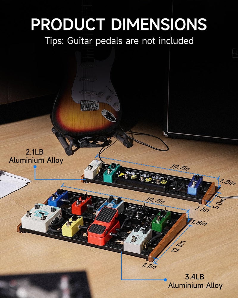 Donner Guitar Pedal Board with Built-in Power Supply, Aluminium Alloy Small Pedalboard, DB-P100, 2.1Lb, 19.7 * 5.0 * 1.8" - Image 5