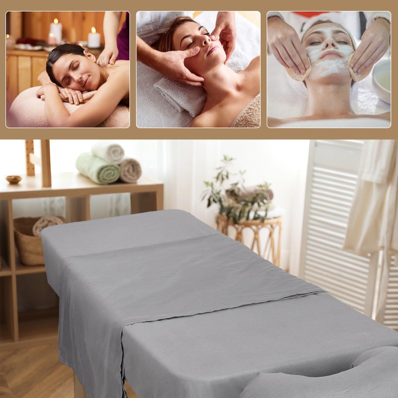 FACULX 12 Pcs 4 Sets Premium Microfiber Massage Table Sheet Set, Include Massage Table Cover, Massage Fitted Sheet, Massage Rest for Beauty Salon Spa Hair Salon, Grey - Image 4