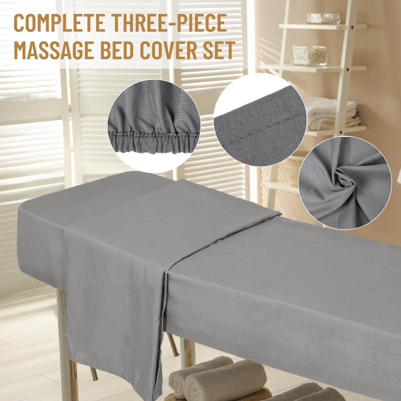 FACULX 12 Pcs 4 Sets Premium Microfiber Massage Table Sheet Set, Include Massage Table Cover, Massage Fitted Sheet, Massage Rest for Beauty Salon Spa Hair Salon, Grey - Image 3