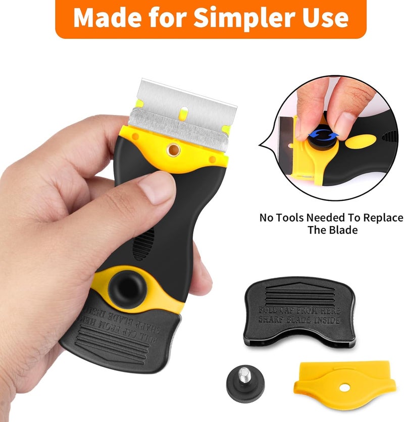 Nalisence Plastic Razor Blade Scraper Double Sided - Scraper Tool With 40pcs Metal & Plastic Razor Blades, Vinyl, Paint, Sticker Removal Tool For Cleaning Car, Window, Glass, Wood, Non Scratch - Image 5