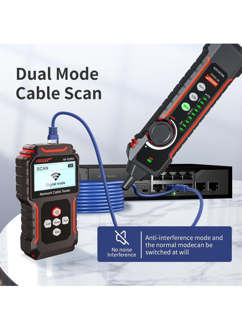 NOYAFA NF-8209S Network Cable Tester, Ethernet Cable Tester with PoE,NCV,Cable Length Test,Port Flashing,Multi-Function Trouble-Free Line Scan Mode,CAT5,CAT6 Line Tracer,LAN Network Cable Tracer Kits - Image 3