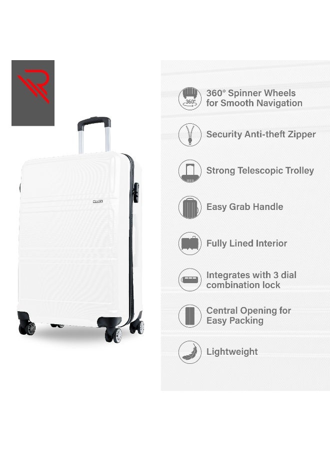 Reflection ABS Carry On Suitcase Airline Approved, Lightweight 28 Inch  Luggage- 360° Silent Wheels, ABS Hard Luggage Trolley, Spinner Wheels, Travel Luggage  (28-Inch , White) - Image 4