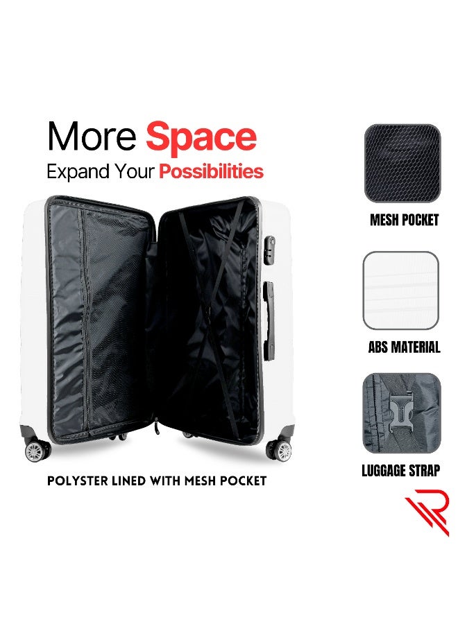 Reflection ABS Carry On Suitcase Airline Approved, Lightweight 28 Inch  Luggage- 360° Silent Wheels, ABS Hard Luggage Trolley, Spinner Wheels, Travel Luggage  (28-Inch , White) - Image 3