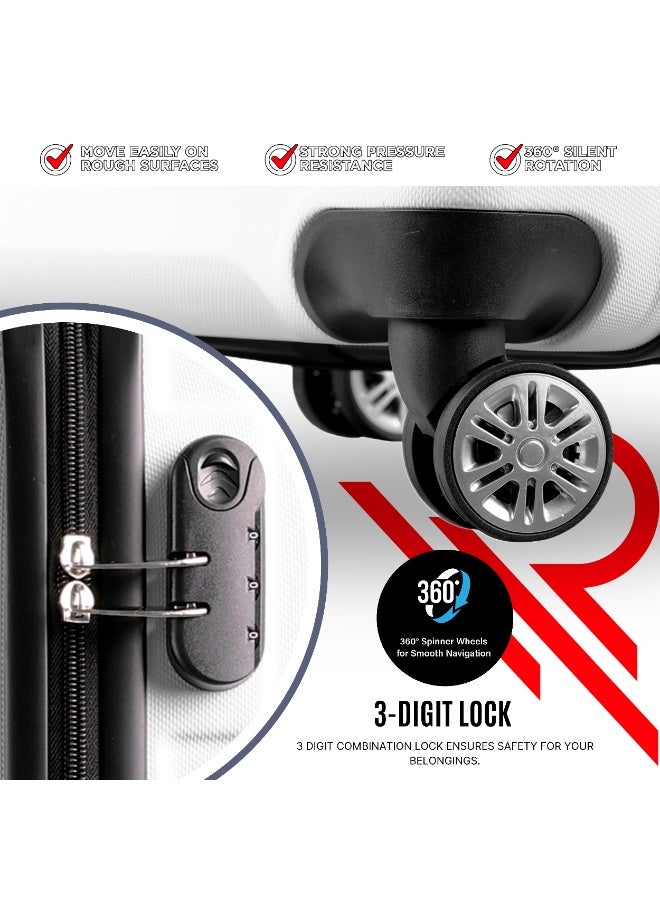 Reflection ABS Carry On Suitcase Airline Approved, Lightweight 28 Inch  Luggage- 360° Silent Wheels, ABS Hard Luggage Trolley, Spinner Wheels, Travel Luggage  (28-Inch , White) - Image 2