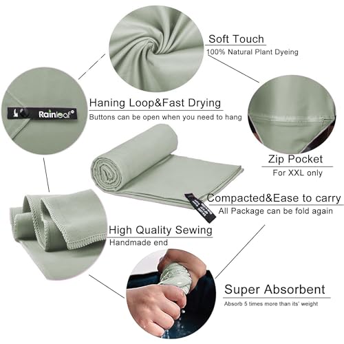 Rainleaf Microfiber Towel Perfect Travel & Gym & Camping Towel. Quick Dry - Super Absorbent - Ultra Compact - Lightweight. Suitable for Trip, Beach, Shower, Backpacking, Pool - Image 3