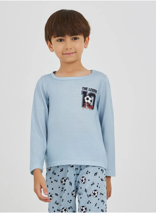 Styli Styli Boys Printed Long Sleeve T-Shirt and Jogger Pyjama Set