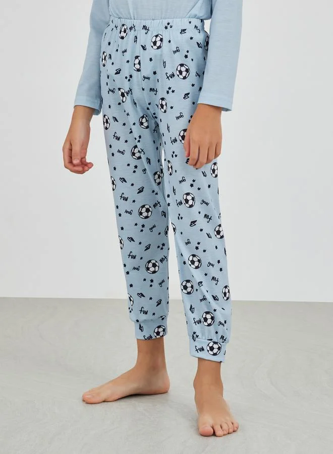 Styli Styli Boys Printed Long Sleeve T-Shirt and Jogger Pyjama Set