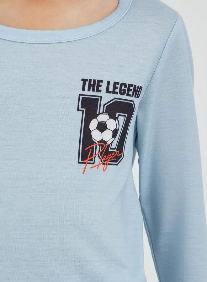 Styli Styli Boys Printed Long Sleeve T-Shirt and Jogger Pyjama Set