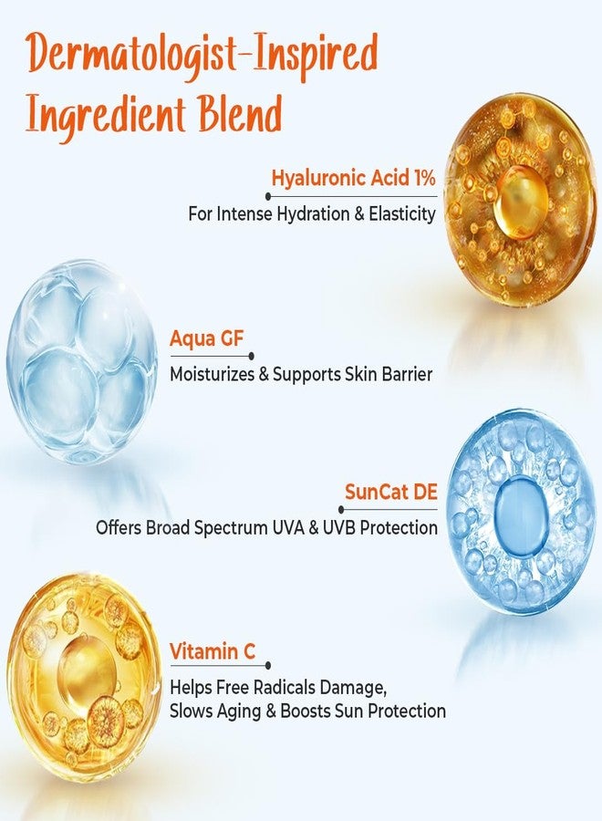 Healing Pharma - Derbeau Sunscreen SPF 50 PA++++ with 1% Hyaluronic Acid & Vitamin C | Broad Spectrum UVA/UVB & Blue Light Protection | No White Cast, Non-Sticky for All Skin Types - 75g - Image 4