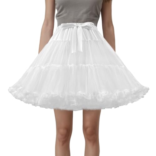 LJXploreMax Womens Tutu Elastic Waist Petticoat Tulle White Puffy Skirt Adult Princess Ballet Dance Pettiskirts Dress Party MultiLayer Underskirt - Image 1